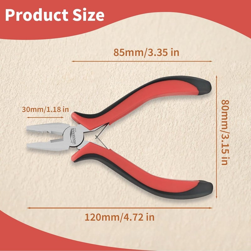 HOUSERAN Mini Linemans Pliers 5"-5 Pack Combination Plier with Side Cutter, Lineman Pliers Electrical for Jewelry Making, DIY, Craft, Model - Image 2